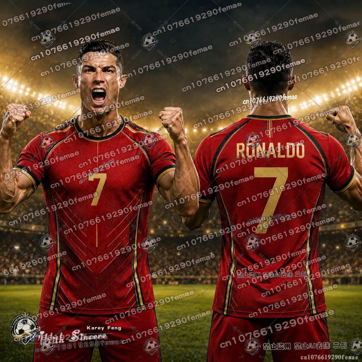 Hot Sale  Ronaldo Football Superstar Fan Memorial Shirt Kids Casual Sports Jersey Breathable Quick Dry Comfortable Outdoor Tee