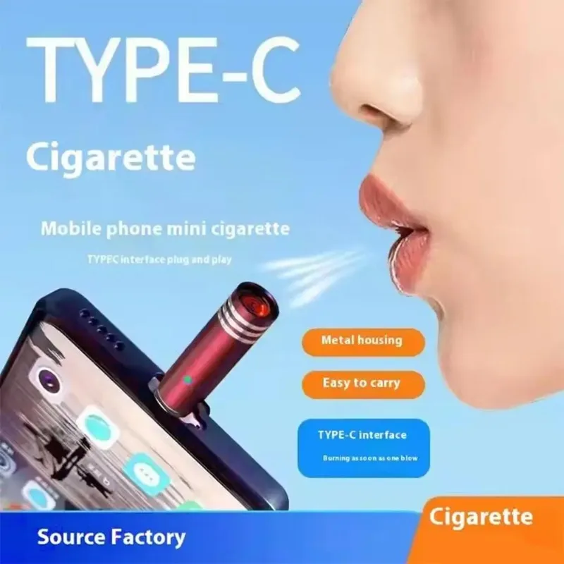 

Type-c Adapter Mobile Phone Charging Cigarette Lighter Car Outdoor Convenient Air Blowing and Stand-up Creative Smoking Lighter