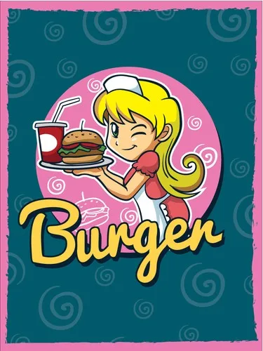 Waitress With Burger Metal Wall Plaque Art Vintage tin sign retro Food