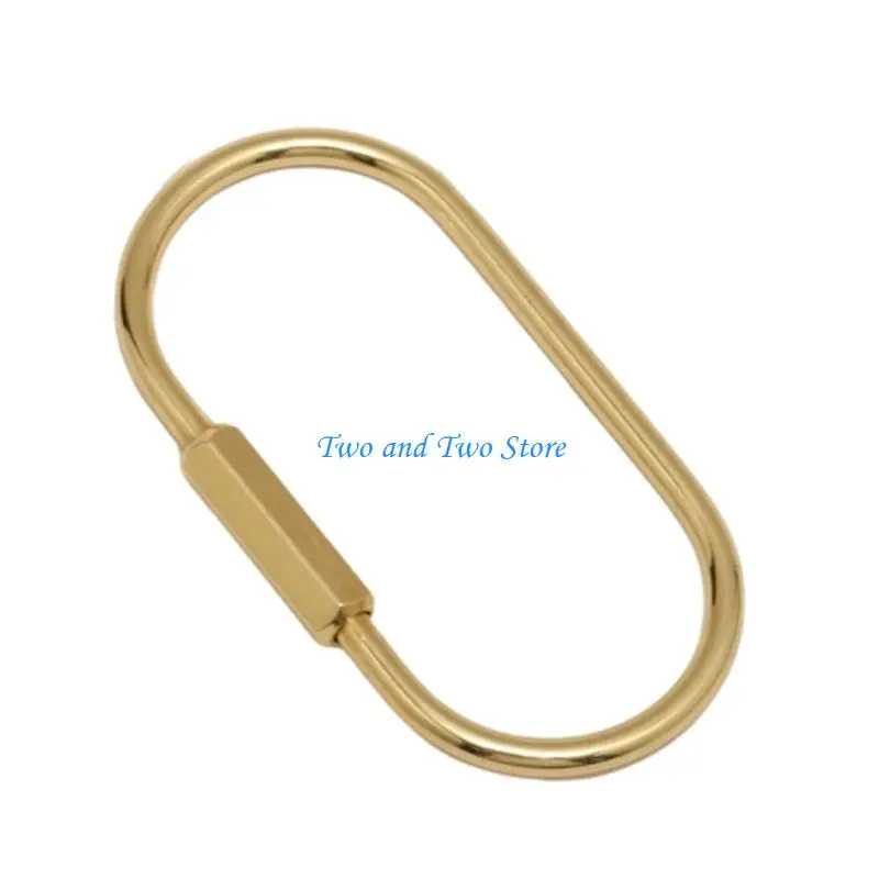 HX6F Elegant Nordic Brass Keychain For Keys And Bags Gold Carabiner Clip with Secure Locking Screw Stylish Accessory
