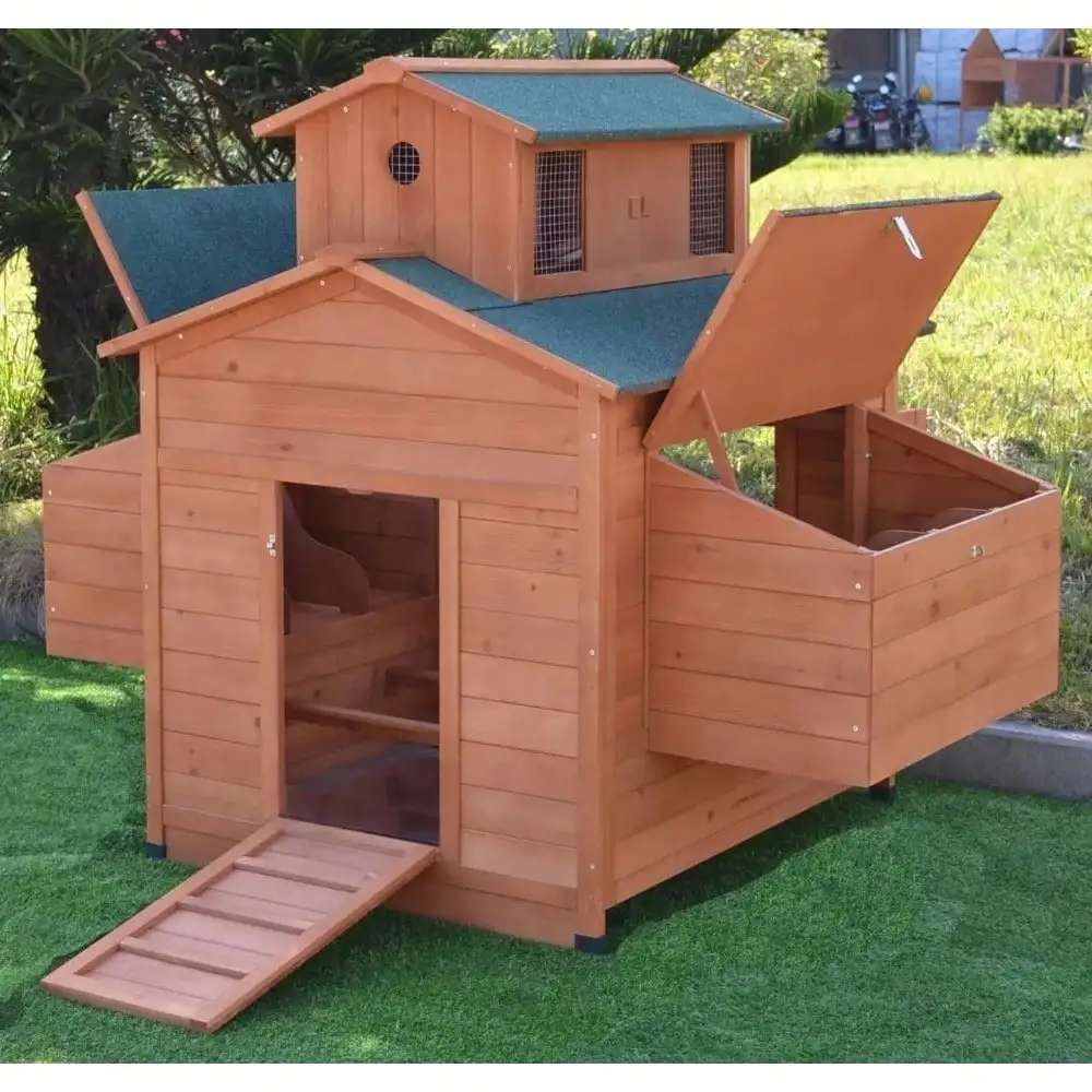 Large Chicken Coop Backyard Hen House 6-10 Chickens with 6 Nesting Box, 63