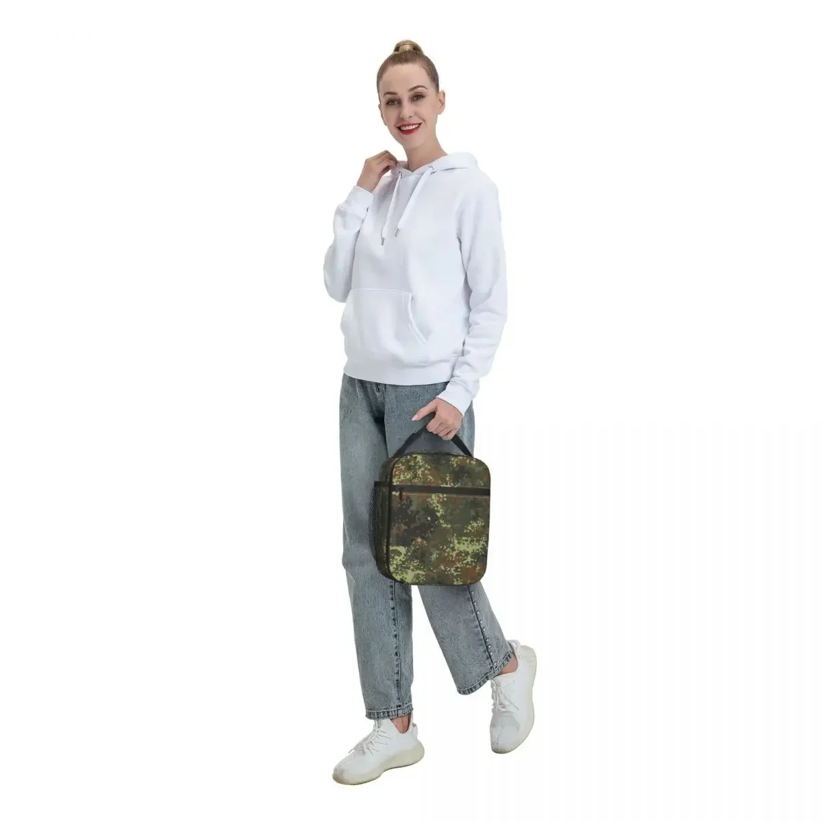 Flecktarn Camo Resuable Lunch Box Leakproof Military Army Camouflage Thermal Cooler Food Insulated Lunch Bag School Student