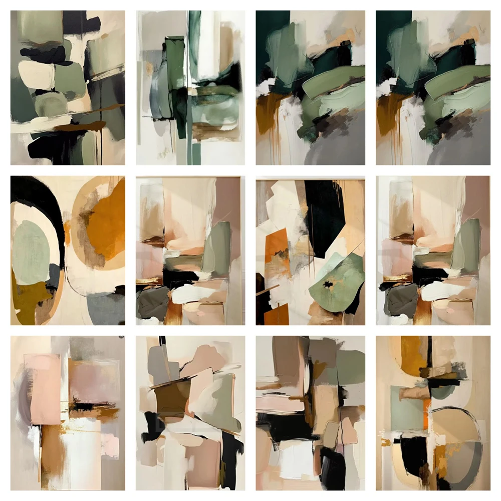 Modern Abstract Art Neutral Wabi Sabi Minimalism Posters Prints Contemporary Color Aesthetic Canvas Painting Office Home Decor