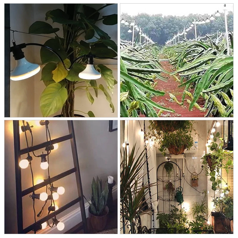 E27 Outdoor Waterproof LED Bulb with Extension Cord Dragon Orchard Plant Home Patio Light Romantic IP65 Screw LED Head Splitter