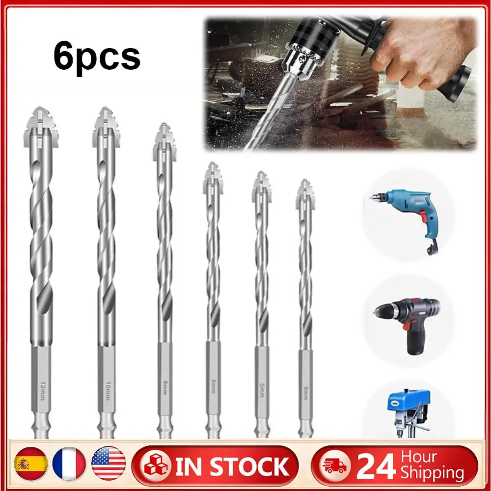 

6PCS 4-Blade Saw Tooth Eccentric Drill Bit Eccentric Twist Drill Bit Four-Edge Eccentric Drill Bit Four-Edge Serrated Drill Bits