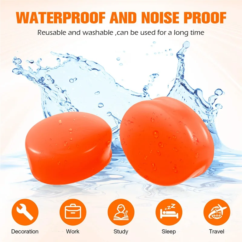 

B68C 21 Pairs Ear Plugs For Sleeping Reusable Moldable Silicone Earplugs Soft Noise Cancelling Earplugs
