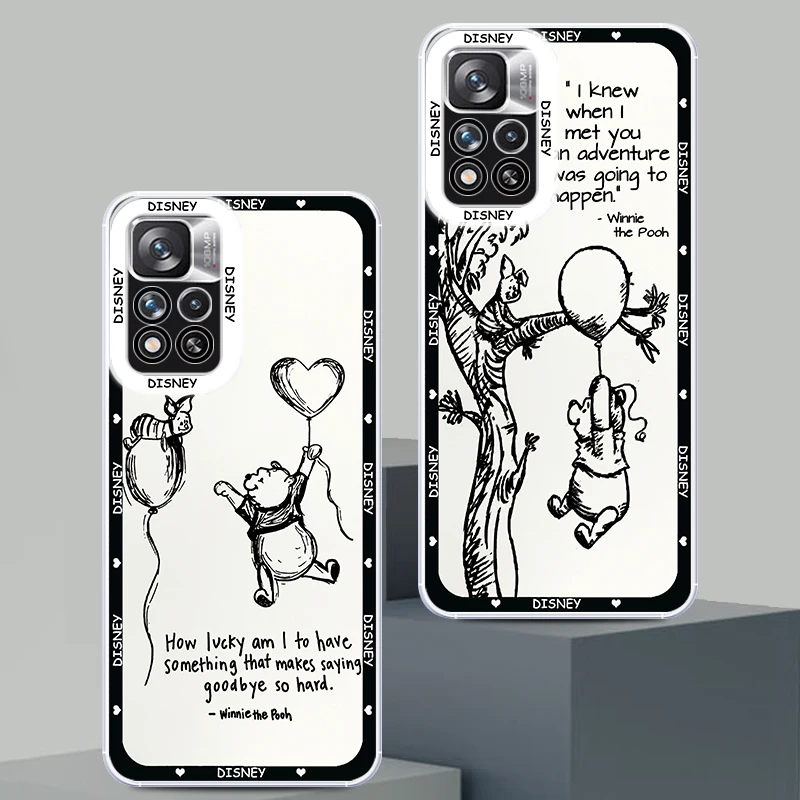 Disney Bear Winnie Comic For Xiaomi Redmi Note 12 Pro 12S 10 11 9T K40 12C 10C 9C 4G 5G Transparent Angel Eyes Phone Case