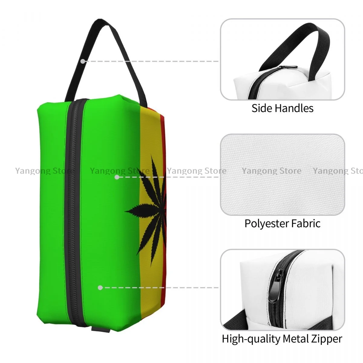 Travel Toiletry Bag Rasta Flag With Leaf Cosmetic Necessaire Case Makeup Bag Beauty Wash Pouch Handbag