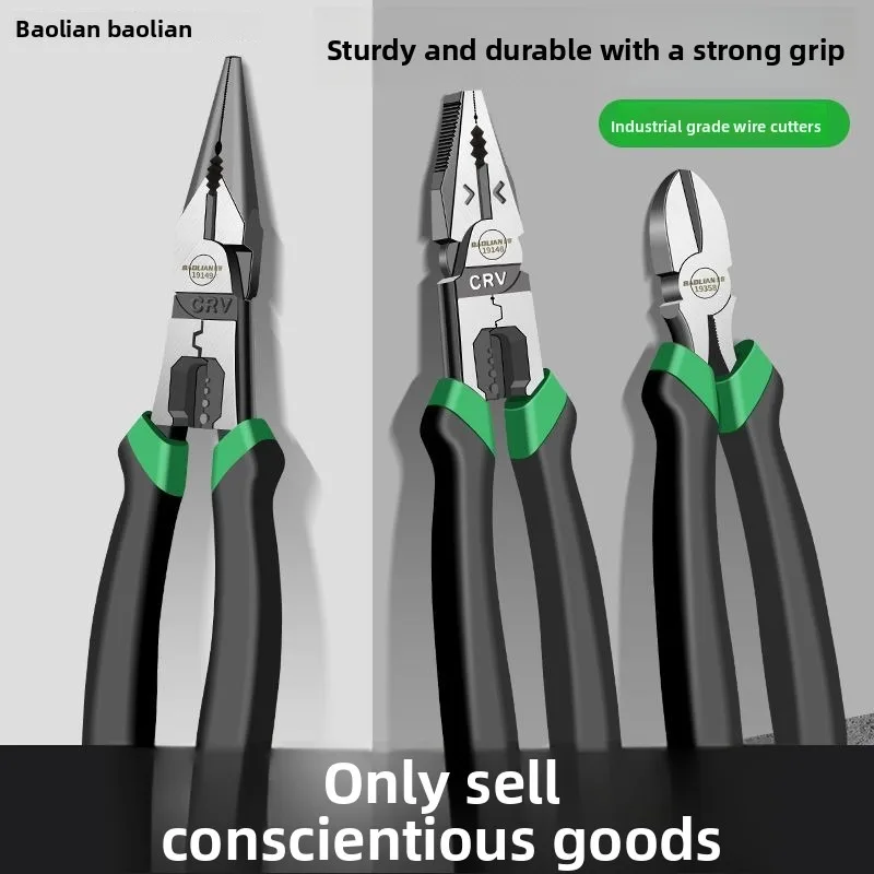 3 Types Of Pliers,Including 9-Inch Wire Pliers,9-Inch Pointed Nose Pliers, And Diagonal Pliers Suitable For Household Use