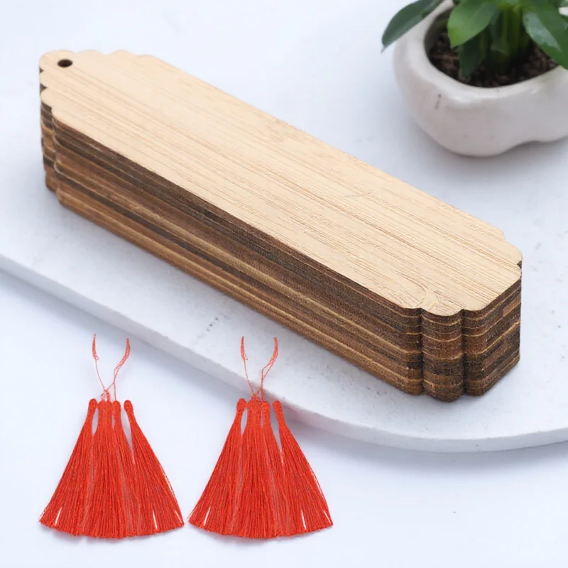 

10 set Diy Carving Bookmarks Wooden Page Markers Unfinished Hanging Tags For Doodle Graffiti Reading Lovers Wedding