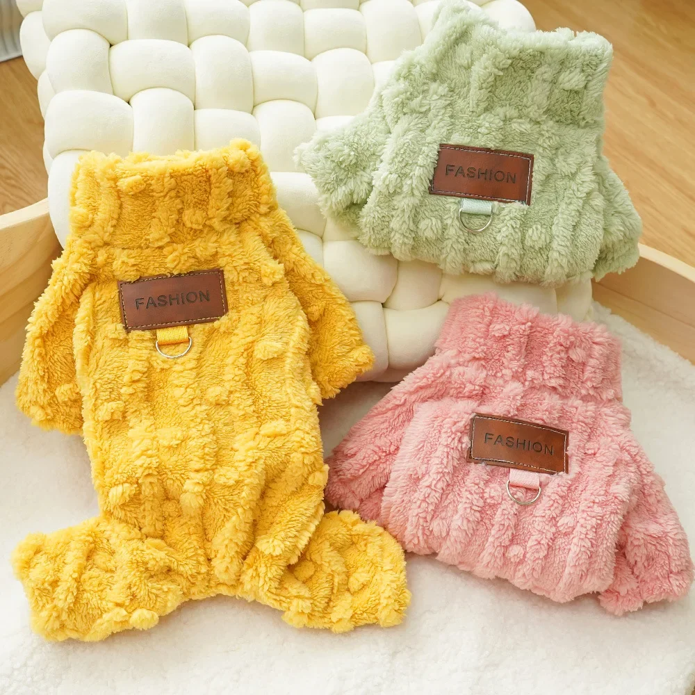 Cute Warm Pet Clothes for Dogs Cats Fleece Jumpsuit Dog Pajamas Autumn Winter Cat Clothing for Small Dog Chihuahua Yorkie Outfit