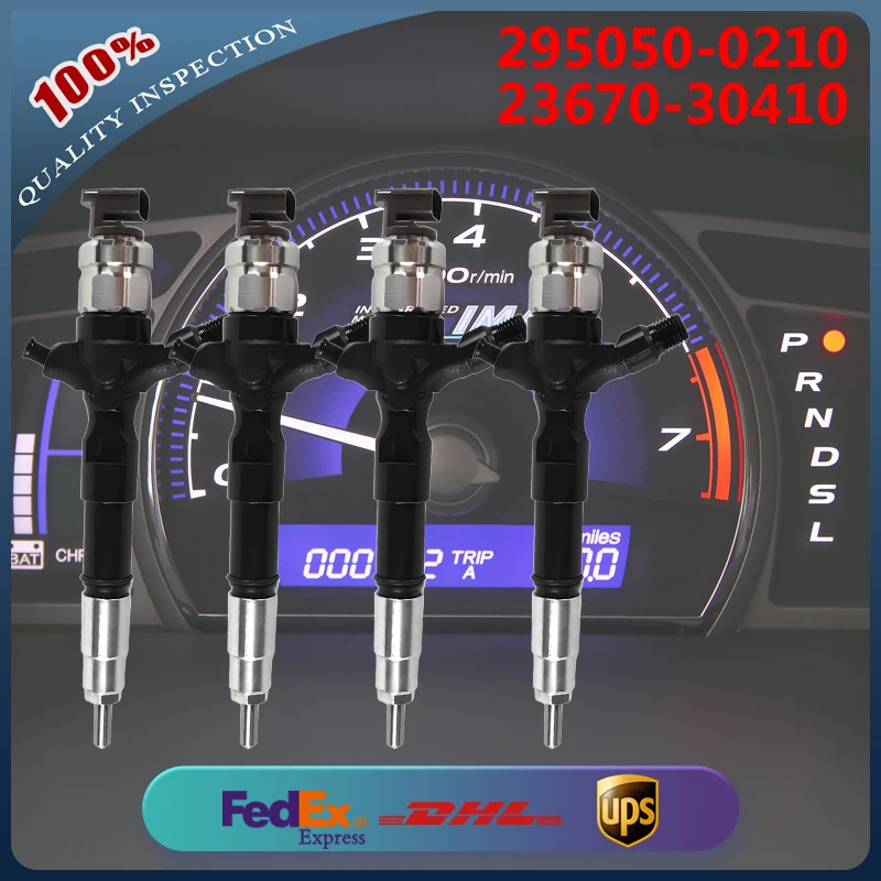 

4PCS 295050-0210 23670-30410 Common Rail Fuel Injector for Toyota Hiace 3.0 D 1KD-FTV D-4D Engine