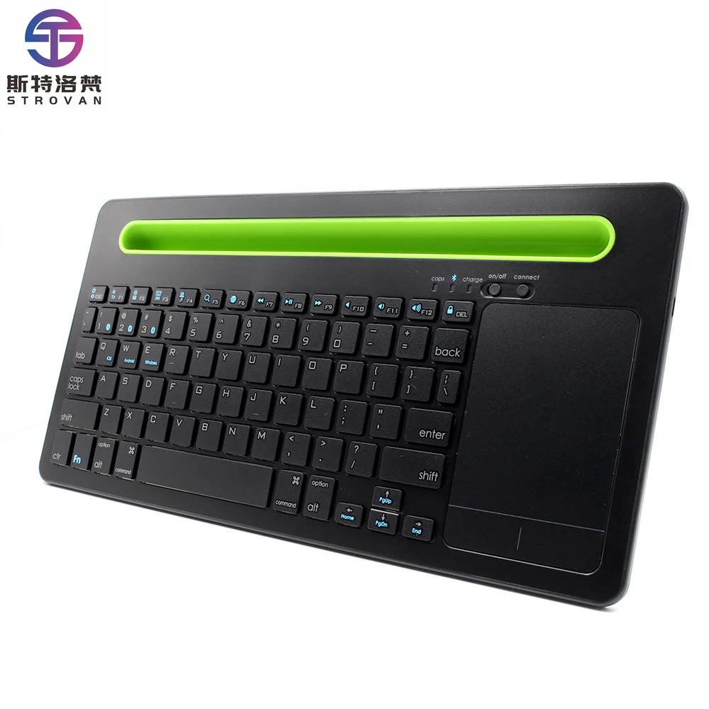 

Universal Multi Device Double bluetooth Wireless Keyboard in English and Arabic Trackpad Mouse Keyboards With Phone case Holder