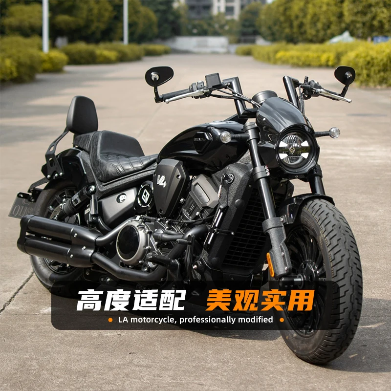 مناسبة لـ Benda Black Flag 500 مقبض اتجاهي على طراز Harley المعدل بمقبض كلمة واحدة عالي القوة وإمالة خلفية مباشرة