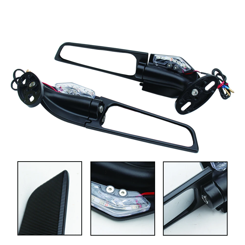 Motorcycle Mirror Modified Wind Adjustable Rotating Rearview With Turn Signal Lamp For Yamaha R1 R15 R3 R6 Honda Suzuki Kawasaki image 2
