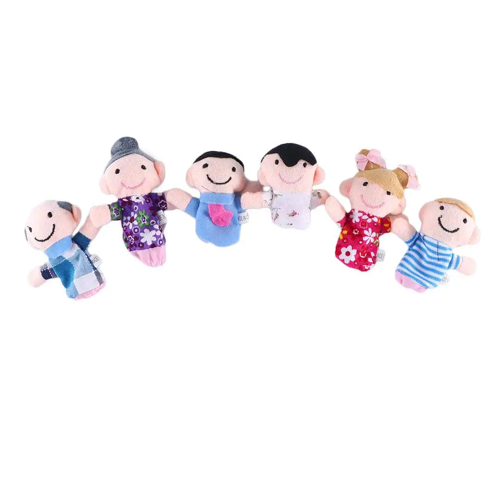 Pai-filho brinquedos dos desenhos animados brinquedos de pano meninos meninas brinquedos família fantoches de dedo conjunto fantoche de mão de dedo