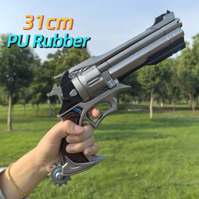 1:1 Cosplay Game OW Cole Cassidy Revolvers Weapon Gun Safety PU Gift Outdoor Rubber Toy Soldier 76 D. va Tracer No Shooting