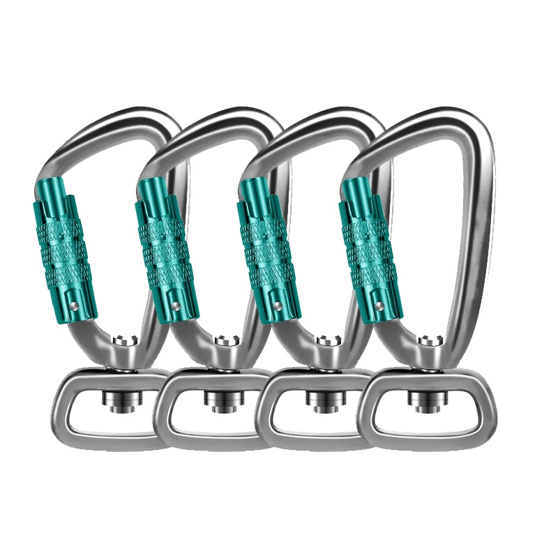 

4Pcs 4KN 360° Rotatable Spinner Carabiner Swivel Carabiner Clip Pet Leash Hook Small Auto Locking Carabiner Hammock Hanging Clip