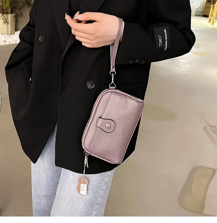 Frauen Aus Echtem Leder Schulter Tasche Neue Casual Weibliche Kleine Umhängetaschen Für Frauen Tasche Handy Tasche Tag Kupplungen – Detail 8