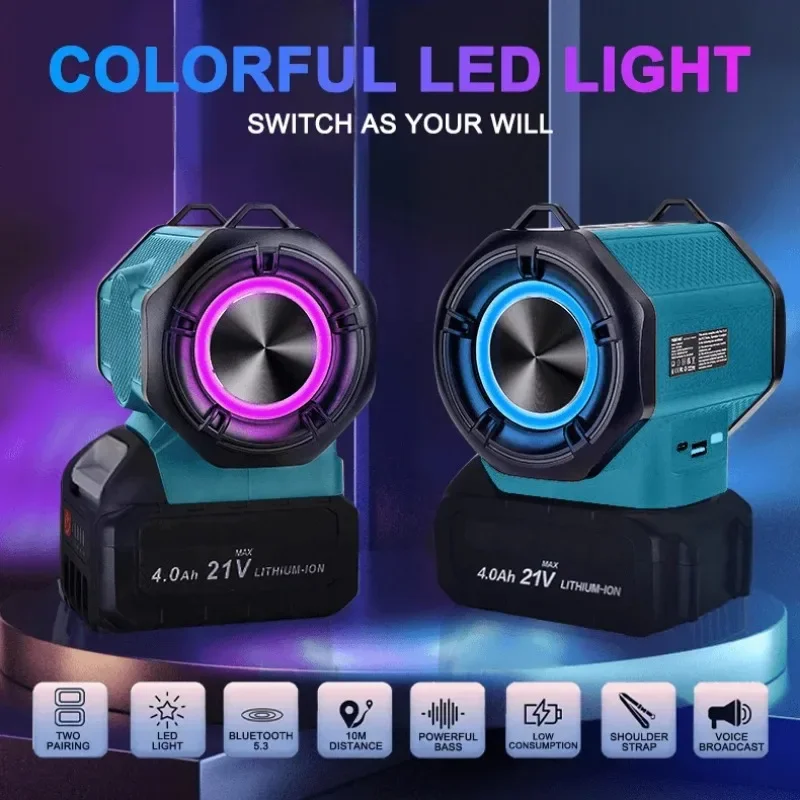 Alto-falante portátil sem fio bluetooth amplificador para makita 18v bateria surround player acampamento ao ar livre e festas