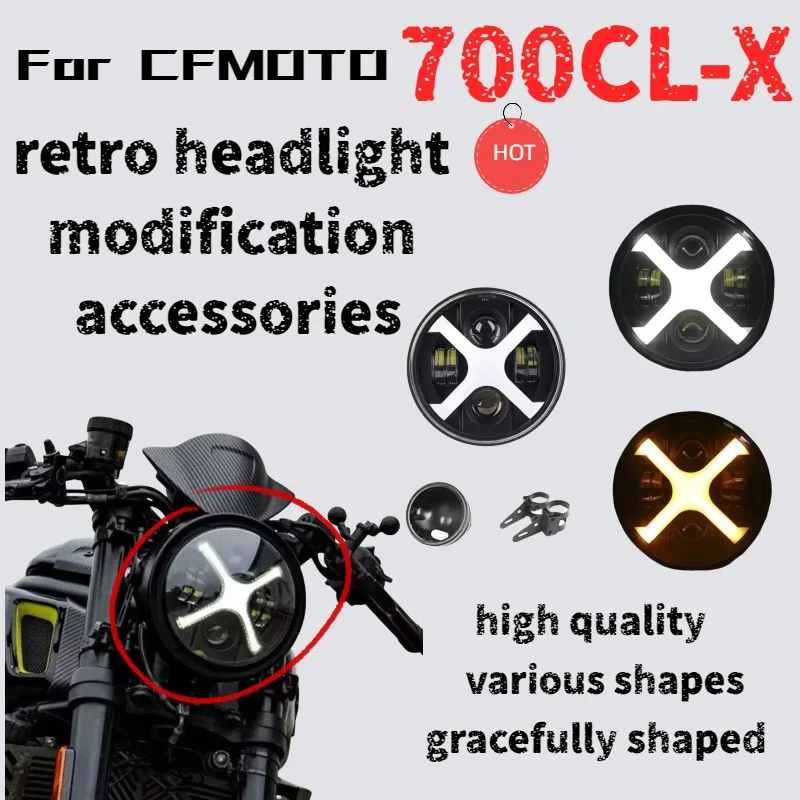 

Для CFMOTO 700CL-X модифицированные светодиодные линзы фары без потерь X-образные ретро фары в сборе модифицированные аксессуары для фар