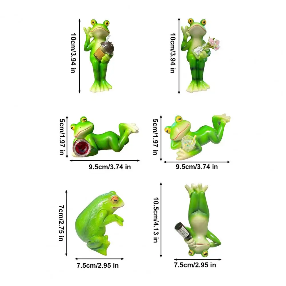 Realistic Frog Model Miniature Frog Figurine Garden Statue Resin Planter Hugger Cute Plant Pot Decoration for Yard Flower