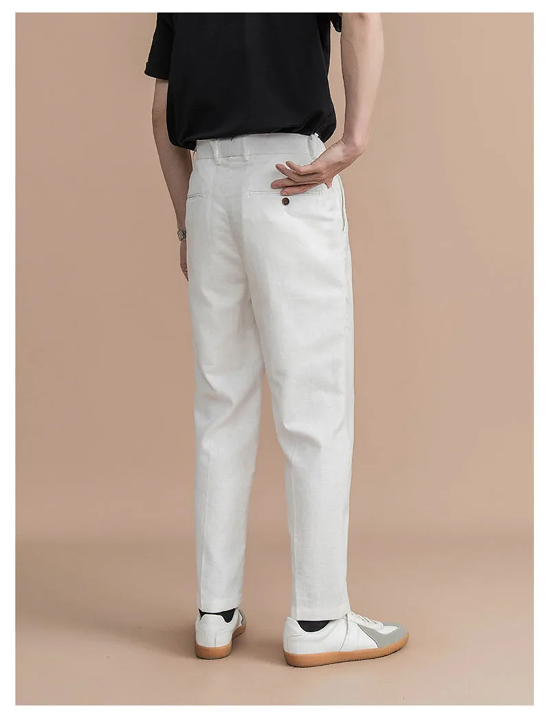 Fengbaoyu Natural 100% Linen Men's Pants Comfortable Breathable Straight Pants Spring Summer Loose Large Fit, Simple Fashionable