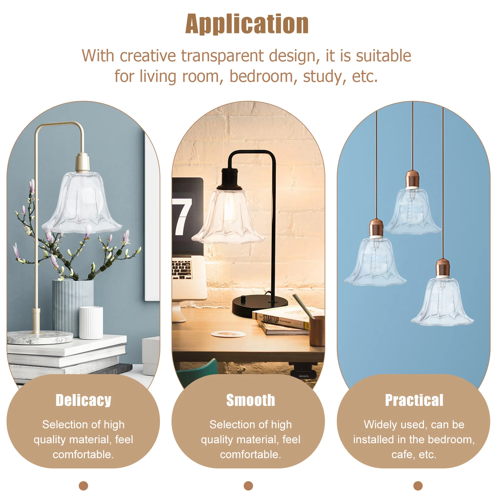 

2Pcs E27 Transparent Glass Lampshades Durable Lamp Covers for Table Floor Pendant Lights Home Lighting Transparent Lamp Shade