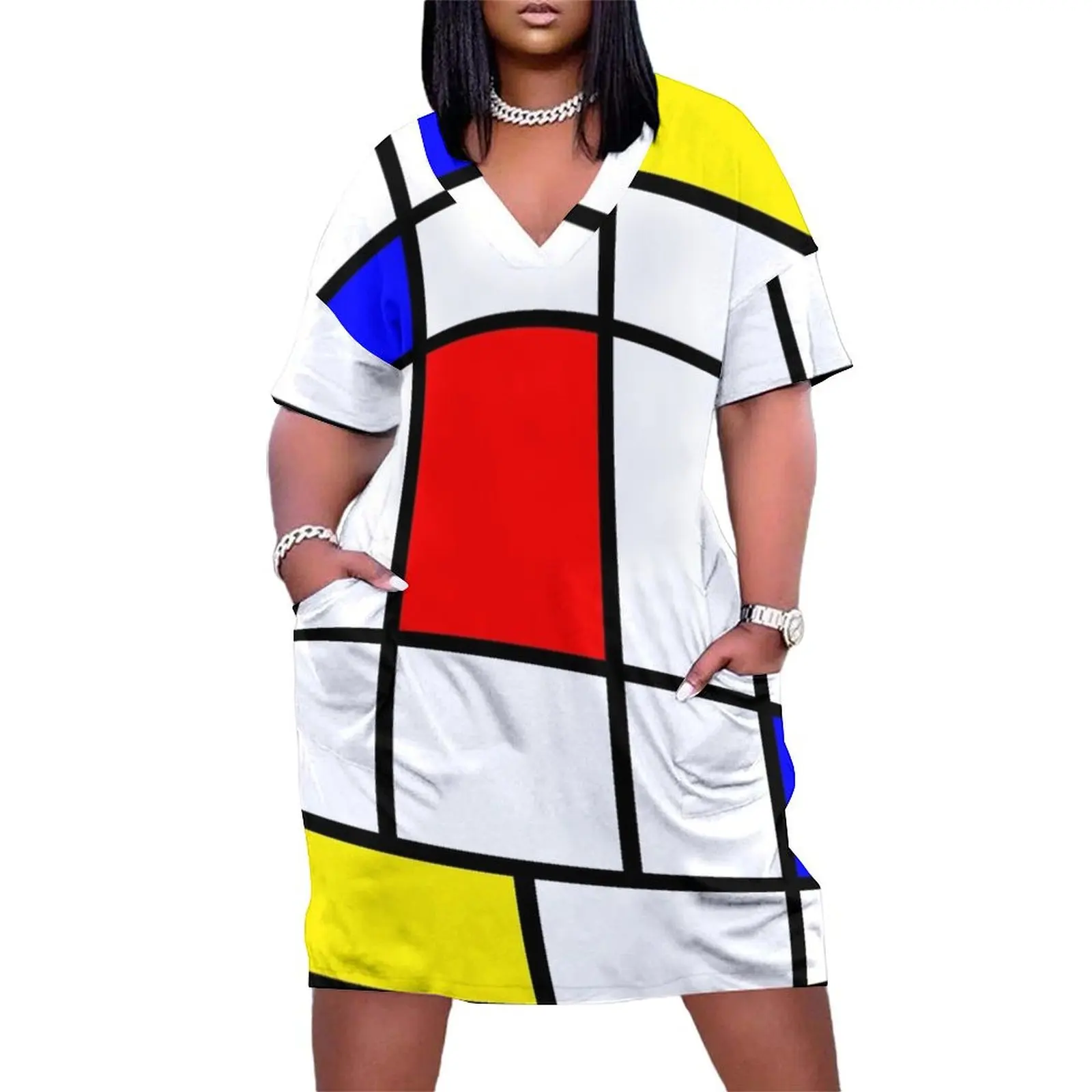 Mondrian #63 Loose Pocket Dress Woman clothes long dresses for women evening dresses ladies