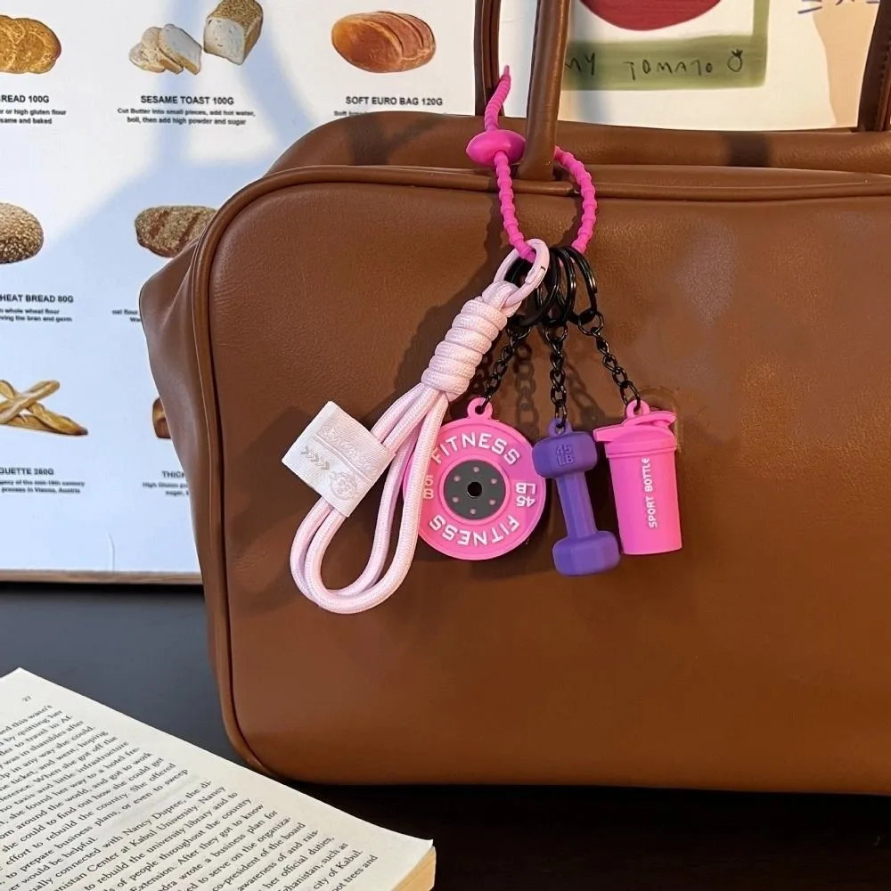 

Detachable Barbell Plates Keychain Water Cups Dopamine Simulation Dumbbells Keyring Bag Charm Creative Fitness Series Pendant
