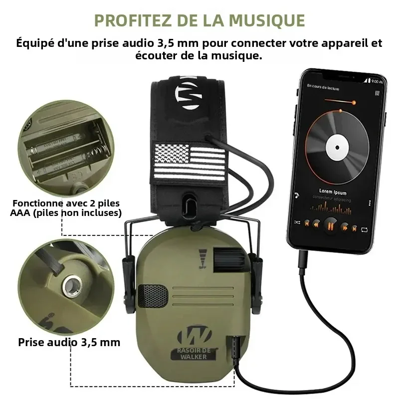 Tactical Electronic Shooting Hearing Protection Headset Earmuff Anti-noise Headphone Sound Amplification Foldable