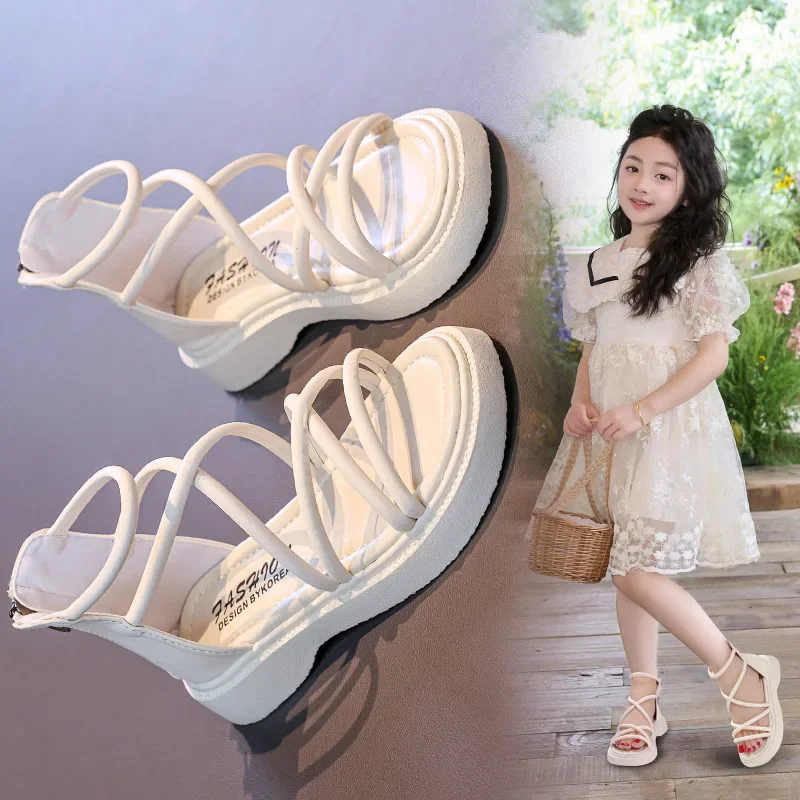 

Модные милые однотонные сандалии с открытым носком для девочек, дышащие легкие сандалии на все сезоны, летняя обувь для девочек, детская обувь