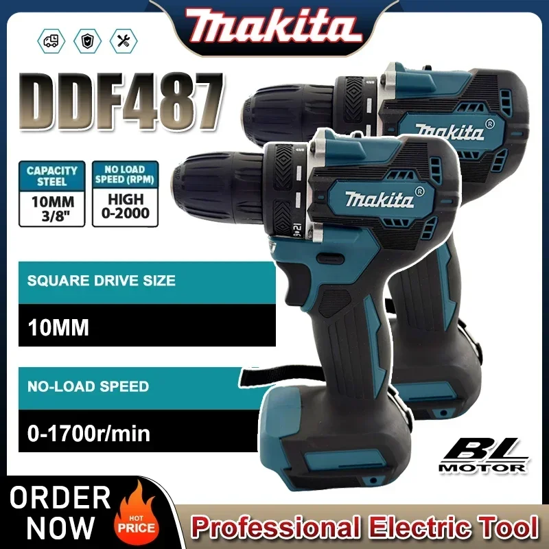 Makita DDF487 18V Cordless Brushless Electric Drill Driver Compact High Torque LXT Electric Variable Speed Brushless Motor Tool