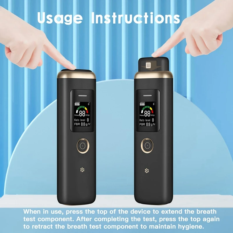 Ketone Meter Professional Ketone Breath Analyzer High Accuracy Ketone Breath Meter Ketone Tester for Tracking Your Ketones Black