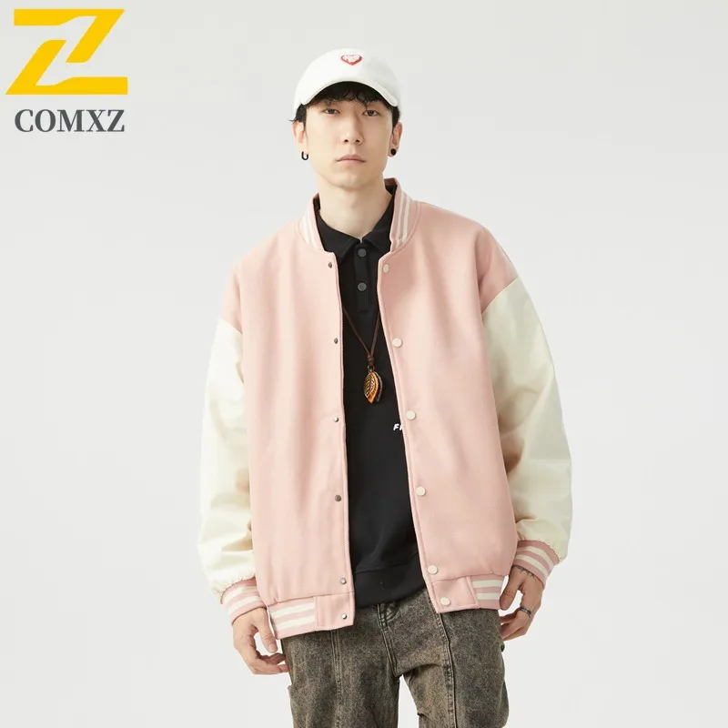 

COMXZ Premium Mens Jacket Casual Baseball Collar Outdoor Camping Lightweight Coat Leisure Streetwear Style Spring Autumn Garment