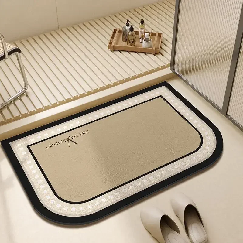 Diatom mud light luxury elegant bathroom water absorption non-slip foot mat household dirt-resistant diatom mud floor mat