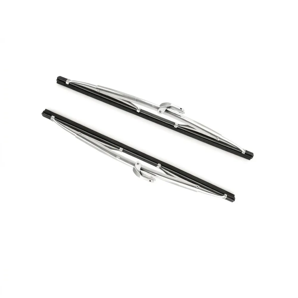 2-Pack 15 Inch Stainless Steel Wiper-Blades For Classic Cars And Boats 7mm Pin Mount Silver Retro-Style Windshield Wipers