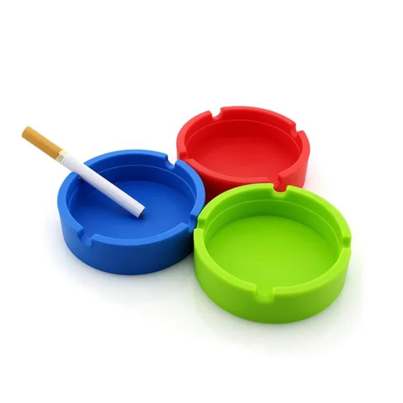 Creative Portable Rubber Silicone Round Ashtray Durable Soft Eco-Friendly Ashtray Ash Tray Holder 4 Colors Home Supplies