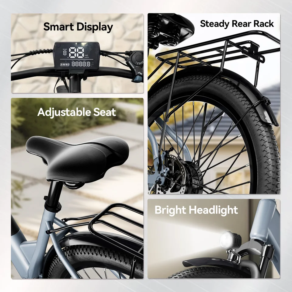 Electric Bike for Adults, 750W Peak Motor, 26” Ebike with 48V 10Ah Built-in Battery, 30-48 Miles Range, 20 MPH, 7-Speed Commuter Electric Bicycle for Men and Women, UL 2849 Safety Standard image 6