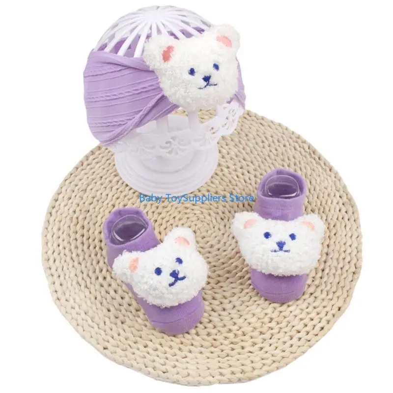 

R1WF Lovely Newborns Headdress Elastic Hairband Hair Adorments with Floor Socks