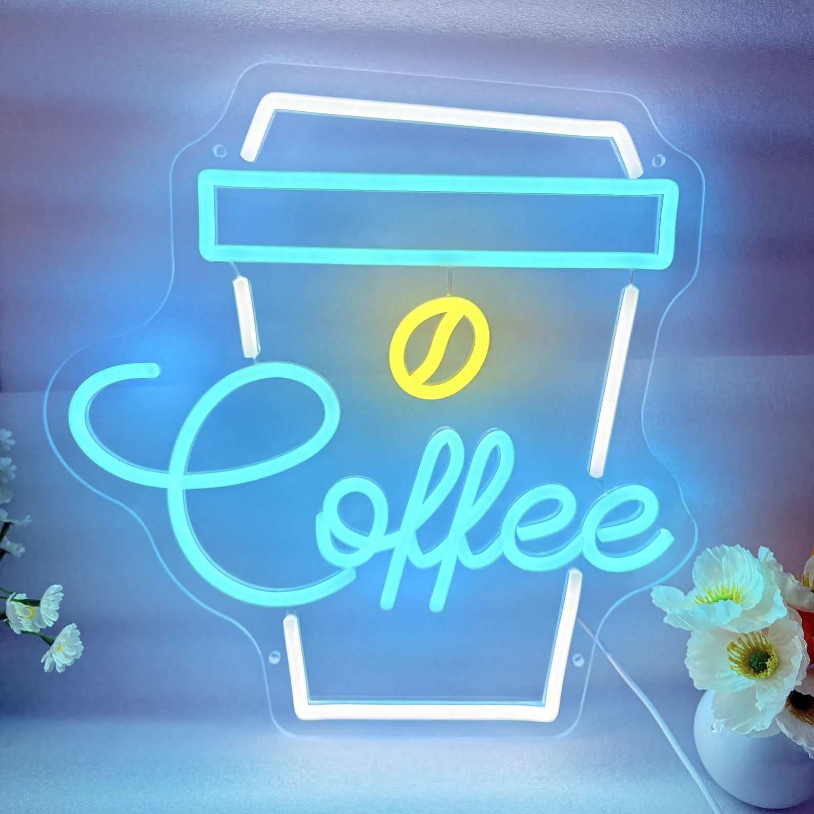 Coffee Open Neon Sign Business Shop Wall Aesthetics Sign Home Decor Office USB Dimmable Neon Coffee Store Neon