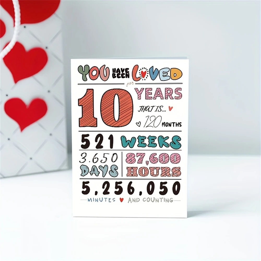 1pc,Funny 10th Birthday Card for Girls Boys, Colorful 10 Years Old Greeting Gift for Children, Best Gift Decorations for Ten Yea