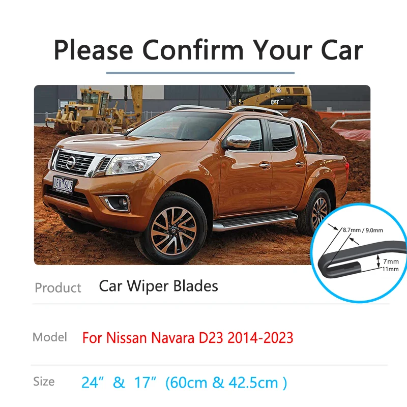 For Nissan NP300 Navara Frontier D23 2014~2023 Car Front Wiper Blades Window Windshield Windscreen Brushes Auto Replacement Part