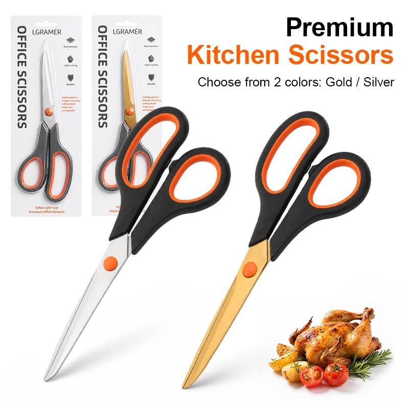 Multifunctional Kitchen Scissors Stainless Steel Scissors for Meat Use Office Home Polypropylene Red/Black Handle Series 21cm