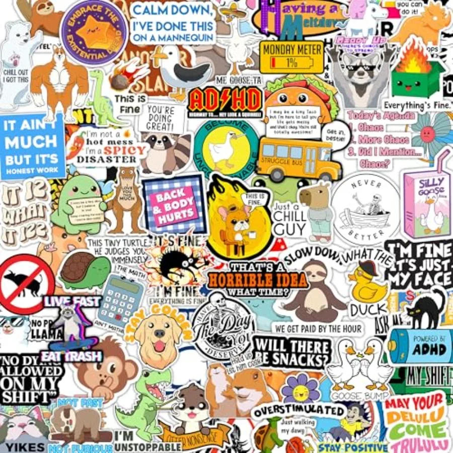 Pcs Funny Stickers for Adults Dirty Humor, Water Bottles Waterproof Cool Stickers for Laptop, Bumper, Phone, Hard Hats, Sarcast