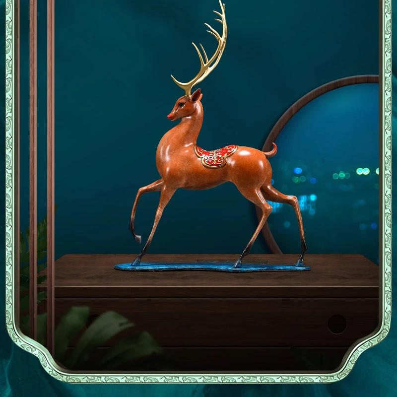 

All the way rich brass sika deer ornament home living room wine cabinet new home