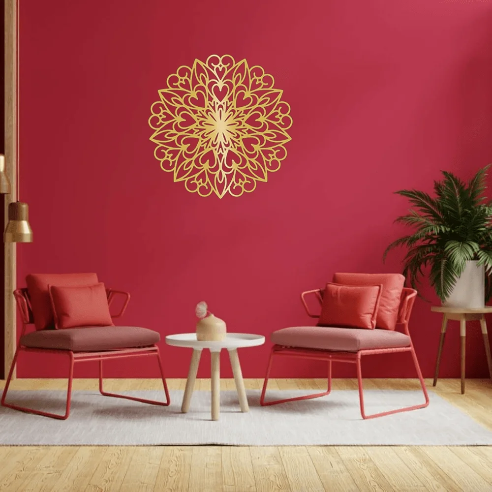 CIFBUY Metal Wall Art Aureate Mandala Lotus Sculpture Iron Hanging Decor For Living Room Bedroom