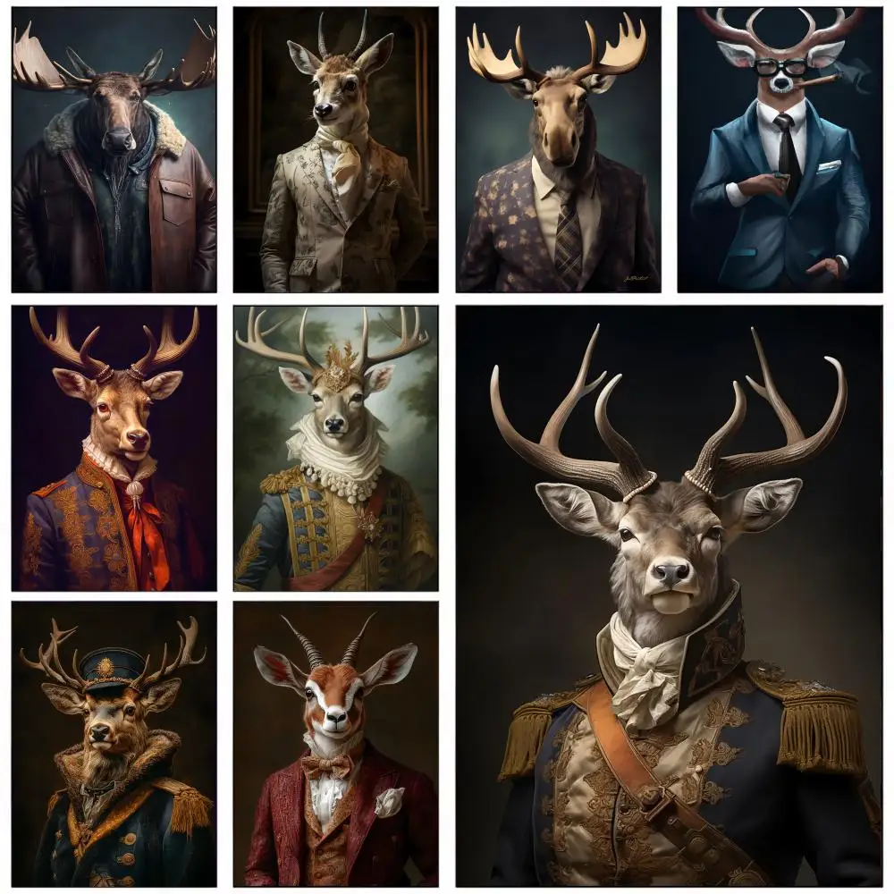 

Christmas Elegant Elk Poster For Office Bedroom Coffee Home Decor Durable Waterproof Aesthetic Stickers Wall Art HD