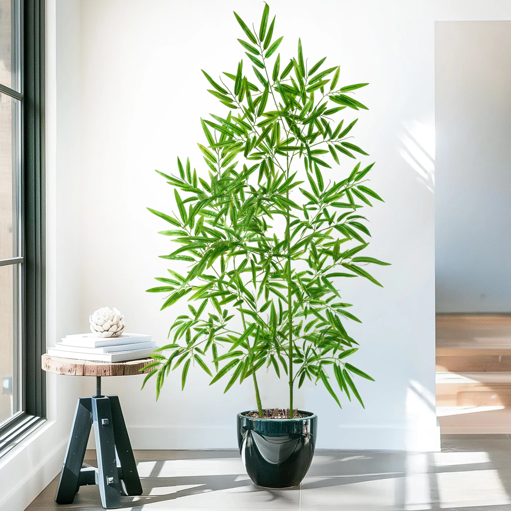 100-240cm/94.4in Artificial Bamboo and Monstera Plants, Fake Palm Trees, Tall Green Plants, Suitable for Home, Garden view 2