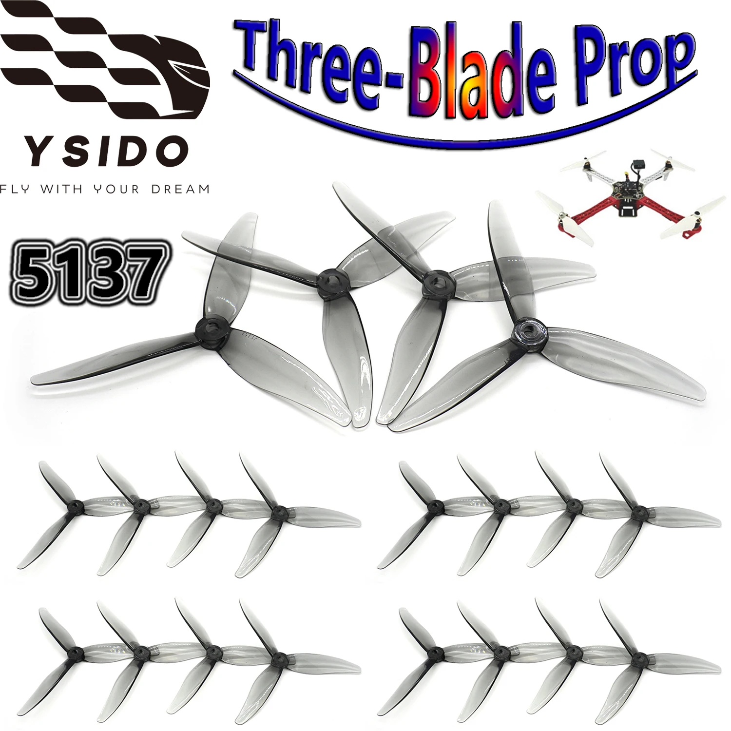 

4/8/16PCS 5137 5inch Three-Blades Props CW CCW Propellers for RC FPV Freestyle Racing Drone Quadcopter Mark4 Model DIY Parts